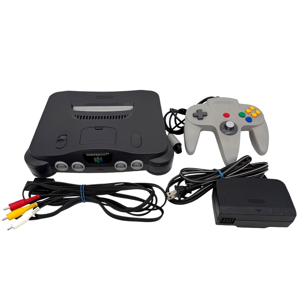 Nintendo 64 N64 Console System NUS-001 Charcoal Black Gray Controller Bundle